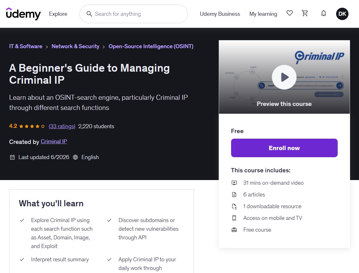 Udemy Criminal IP 입문 강좌